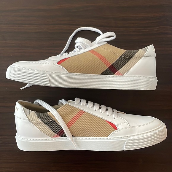 Burberry Shoes - Burberry House Check and Leather Sneakers